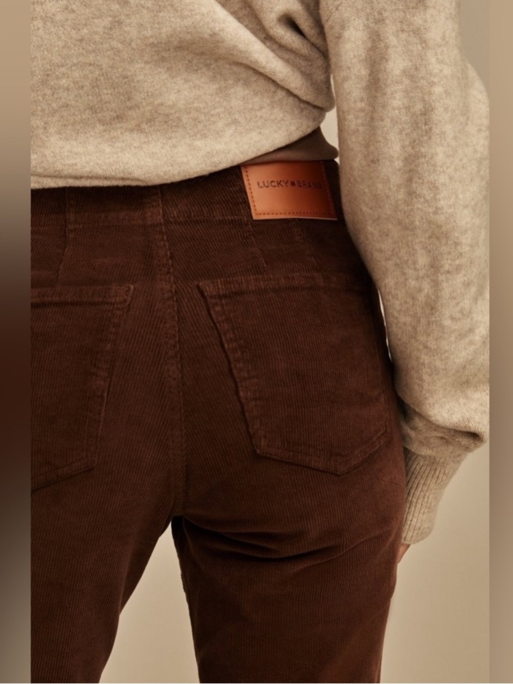 Lucky Brand High Rise Seamed Corduroy Stevie Flare trouser pants - Picture 2 of 9